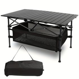 Folding Camping Table, Roll-up Ultra Compact Outdoor Portable Fold Up Lightweight beach Table, with Large Storage and Carry Bag, for Outdoor Cook
