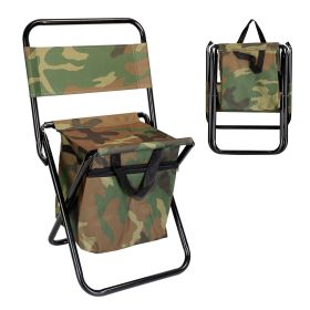 Foldable Fishing Chair With Backrest Built-In Cooler Bag Portable Handle Outdoor Lightweight Fishing Stool For Camping Hiking Hunting (Option: Camouflage)