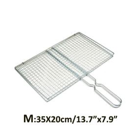 1pc Stainless Steel Vegetable BBQ Grilling Basket; Easy To Clean Grill Basket; Grill Accessories; Portable Folding Fish Grilling Basket With Remo (size: M)