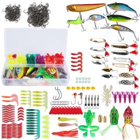 375Pcs Fishing Baits and Tackle Box Saltwater Freshwater Fishing Lures Kit Lifelike Popper Crankbaits Crickets Frogs Spoon Lures Maggots (Type: Fishing Lure Kit)